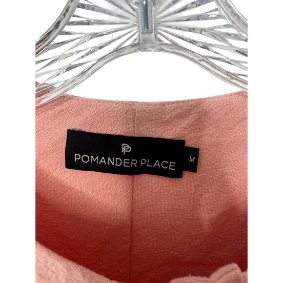 Pomander Place Dress Pink Button Front Girly Pastel Mini Linen Cotton Medium - Picture 2 of 12